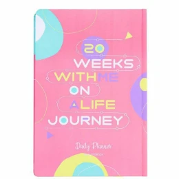 دفتر برنامه ریزی پیل ۲۰ هفته ای مدل 20 weeks with me on a life journey صورتی پاستلی - front
