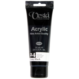 رنگ اکریلیک وستا مدل 24 Ivory Black حجم 75 میلی لیتر - front