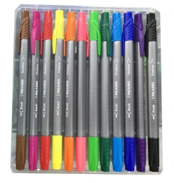 روان نویس 12 رنگ نوک نمدی دو سر پیکاسو مدل Brush Marker Fine Liner - front