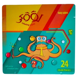 مداد رنگی 24 رنگ لوکی جعبه فلزی کد 3024 - front